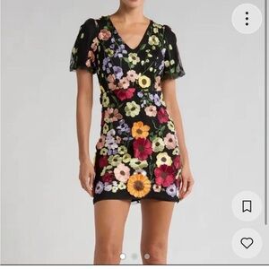 Adelyn Rae Black Puff Sleeve Sheath Mini Dress